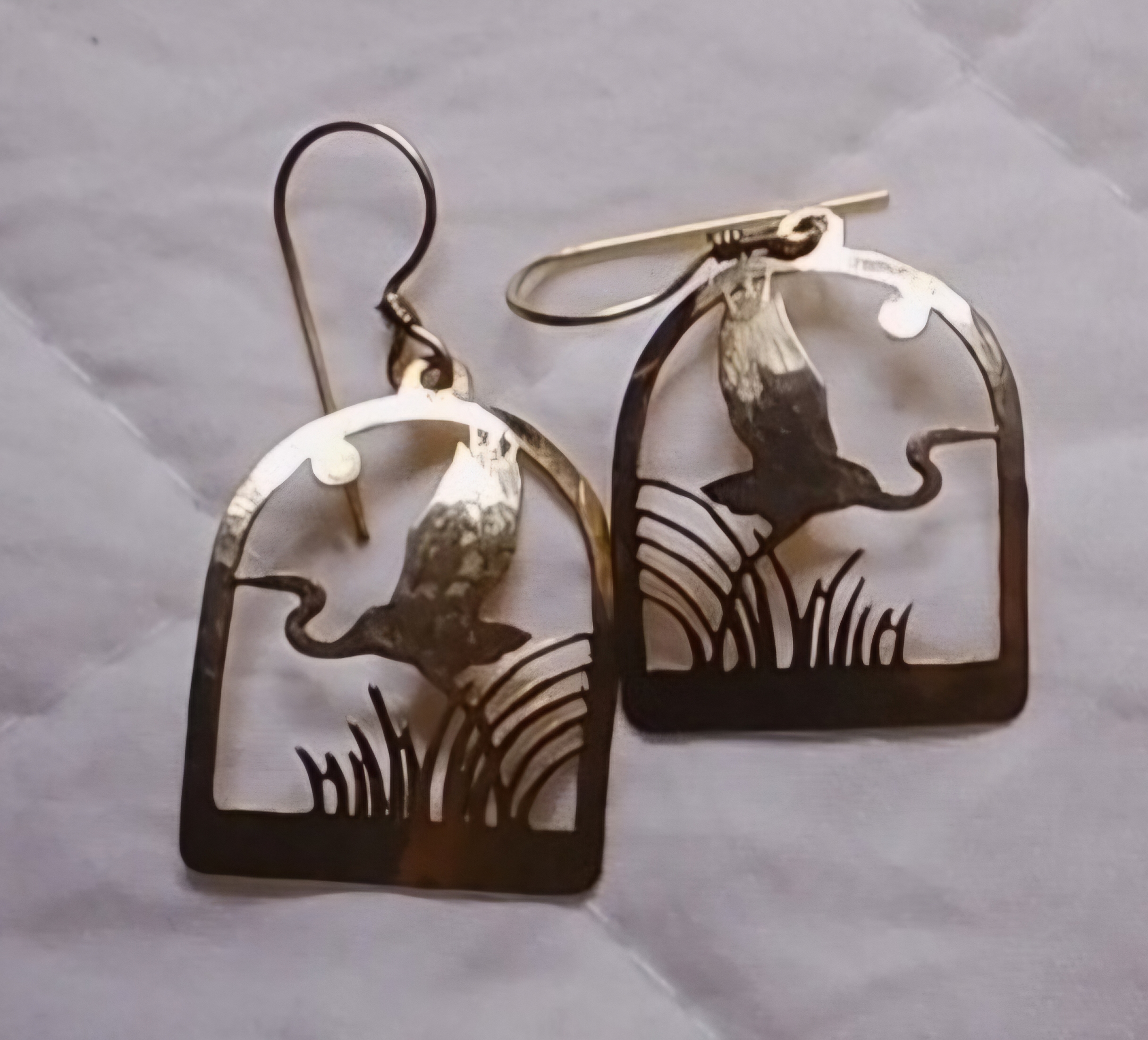 Wild Bryde Egret Earrings, Brooch Species Ambiguous, Full-Body, Framed - Unofficial Wild Bryde Collector's Guide