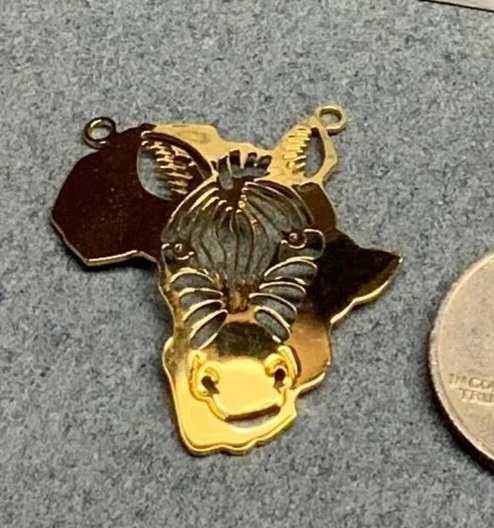 Wild Bryde Zebra Pendant Face Only, Map-Based - Unofficial Africa Collector's Guide