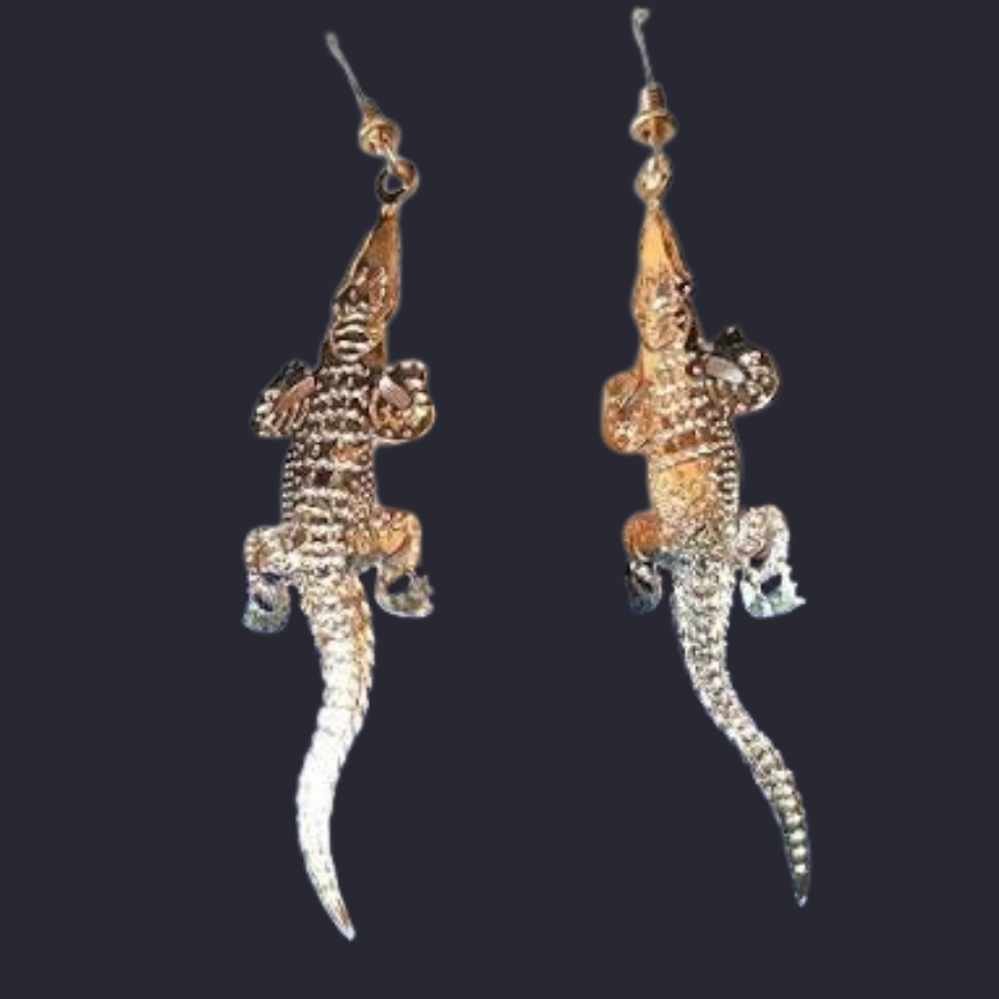 Wild Bryde Crocodile Earrings Full Body, Naturalistic - Unofficial Africa Collector's Guide