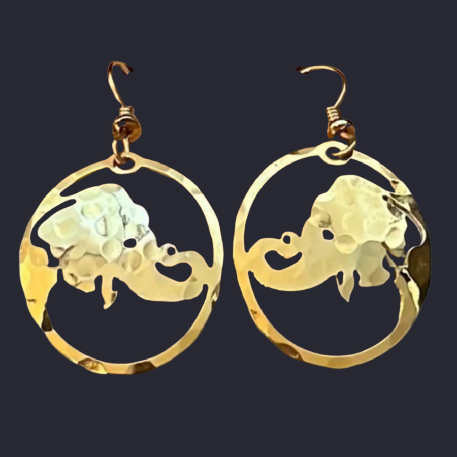 Wild Bryde Elephant Earrings, Pendant Face Only, Framed, Species Ambiguous - Unofficial Africa Collector's Guide