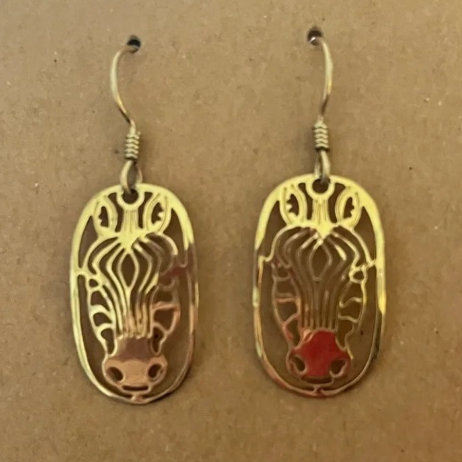 Wild Bryde Zebra Earrings Framed, Face Only - Unofficial Africa Collector's Guide
