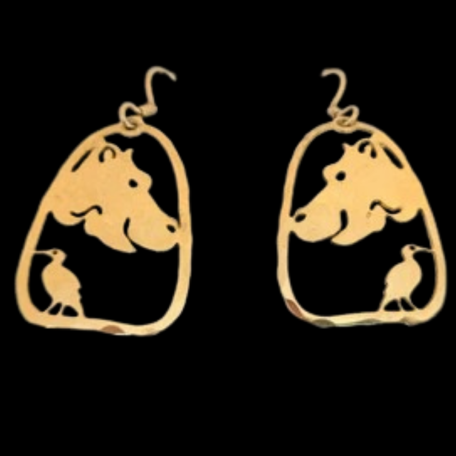Wild Bryde Hippo Earrings Framed, Landscape, Face Only - Unofficial Africa Collector's Guide