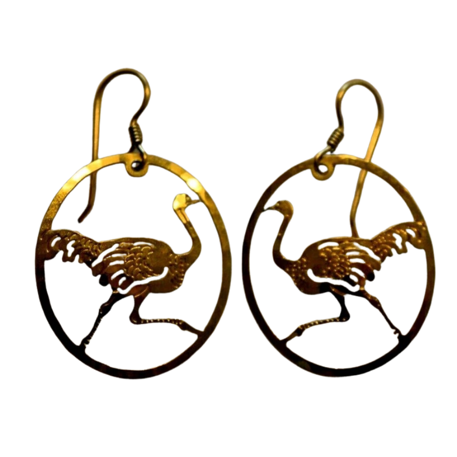 Wild Bryde Ostrich Earrings Framed, Full Body, Naturalistic - Unofficial Africa Collector's Guide