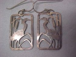 Wild Bryde Wading Bird Earrings Species Ambiguous, Full Body, Framed - Unofficial Africa Collector's Guide