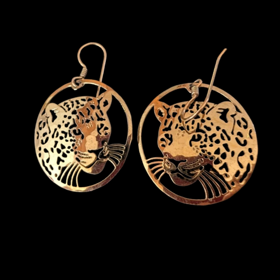 Wild Bryde Jungle Cat Earrings, Brooch Face Only, Framed, Species Ambiguous - Unofficial Rainforest Collector's Guide