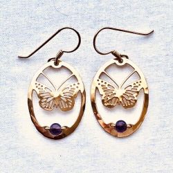 Wild Bryde Butterfly Earrings Full Body, Framed, Species Ambiguous - Unofficial Rainforest Collector's Guide