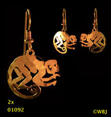 Wild Bryde Monkey Earrings Full Body, Naturalistic - Unofficial Rainforest Collector's Guide