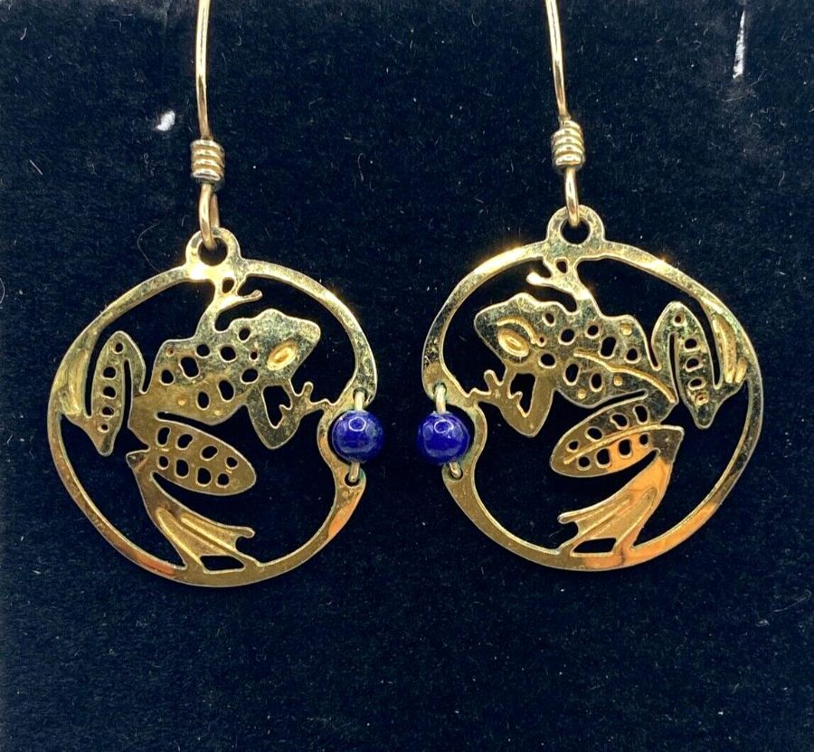 Wild Bryde Frog Earrings Full Body, Landscape, Framed - Unofficial Rainforest Collector's Guide