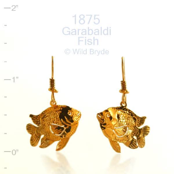 Wild Bryde Garibaldi Fish Earrings Full-Body, Species Photo - Unofficial Wild Bryde Collector's Guide