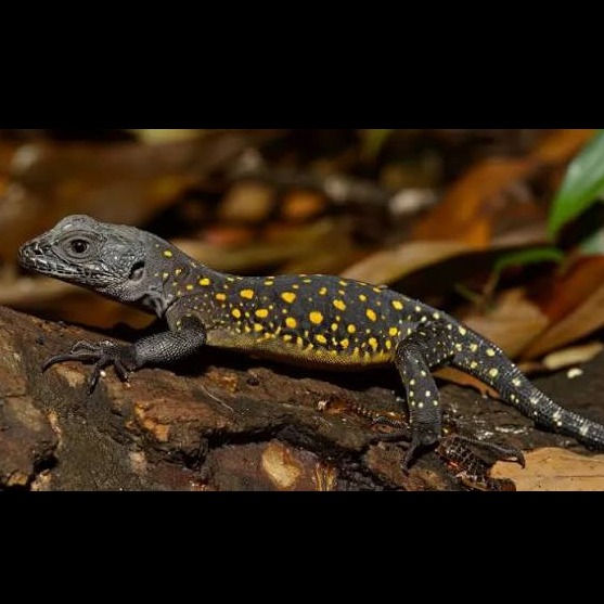 Wild Bryde Yellow-Spotted Night Lizard Brooch Full-Body, Framed, Species Ambiguous - Unofficial Wild Bryde Collector's Guide