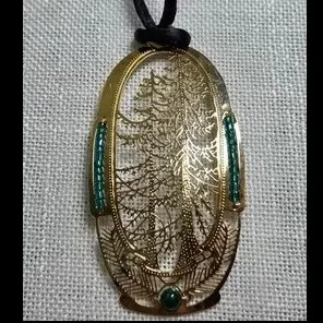 Wild Bryde Redwood Pendant, Earrings, Posts Framed, Landscape, Beading - Unofficial Wild Bryde Collector's Guide