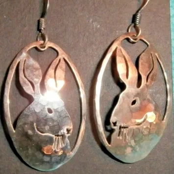 Wild Bryde Jackrabbit Earrings, Pendant, Pin Face Only, Framed, Naturalistic - Unofficial Wild Bryde Collector's Guide