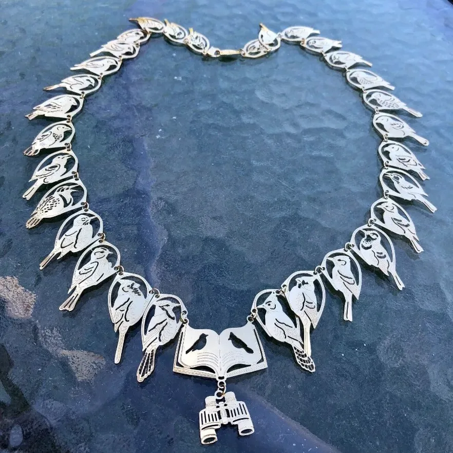 Wild Bryde Cardinal & Bluebird & Chickadee & Nuthatch & Wren & Cedar Waxwing & Horned Lark & Warbler & Vesper Sparrow & Wood Thrush & Meadowlark & Robin & Titmouse Necklace Full-Body, Framed, Dangles or Articulation - Unofficial Wild Bryde Collector's Guide