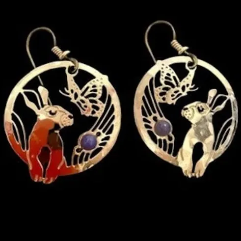 Wild Bryde Hare & Monarch Butterfly Earrings Full-Body, Framed, Landscape - Unofficial Wild Bryde Collector's Guide