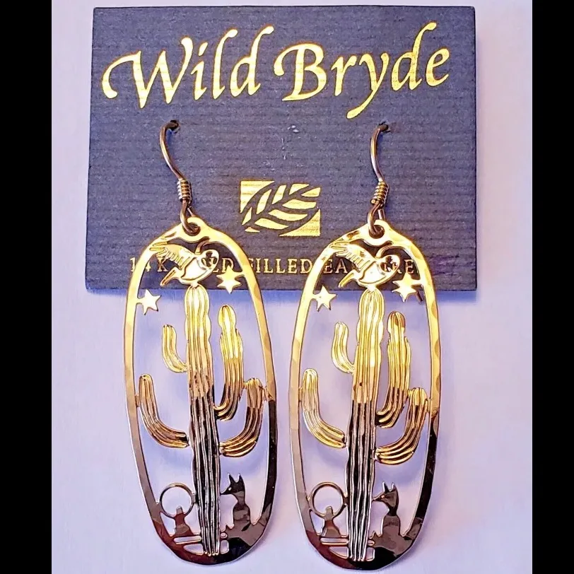 Wild Bryde Saguaro Cactus & Screech Owl & Coyote Earrings Full-Body, Face Only, Framed - Unofficial Wild Bryde Collector's Guide