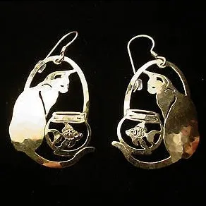 Wild Bryde Cat & Goldfish Earrings, Brooch Full-Body, Framed, Whimsical - Unofficial Wild Bryde Collector's Guide