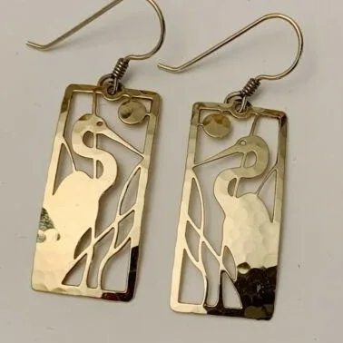 Wild Bryde Egret Earrings, Pin, Pendant Species Ambiguous, Full-Body, Framed - Unofficial Wild Bryde Collector's Guide