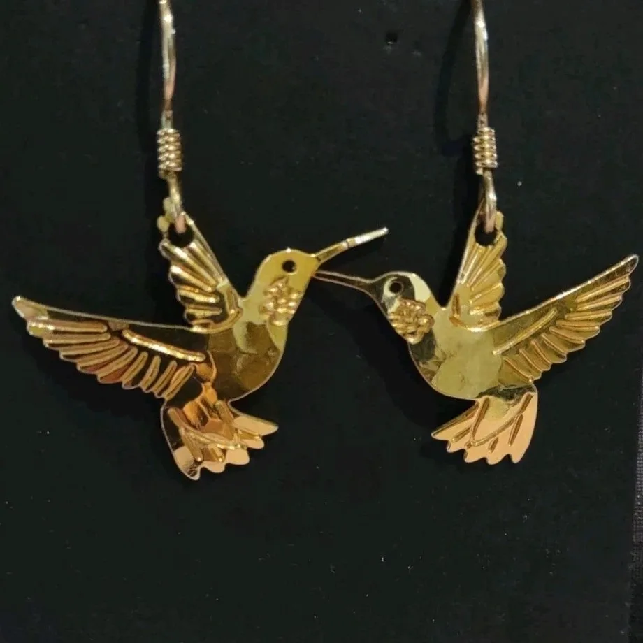 Wild Bryde Ruby-Throated Hummingbird Earrings, Posts Full-Body, Hallmark Photo - Unofficial Wild Bryde Collector's Guide
