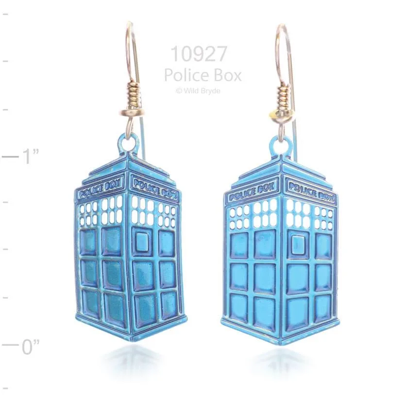 Enameled Dr. Who Tardis Earrings Enameled Dr. Who Tardis Earrings